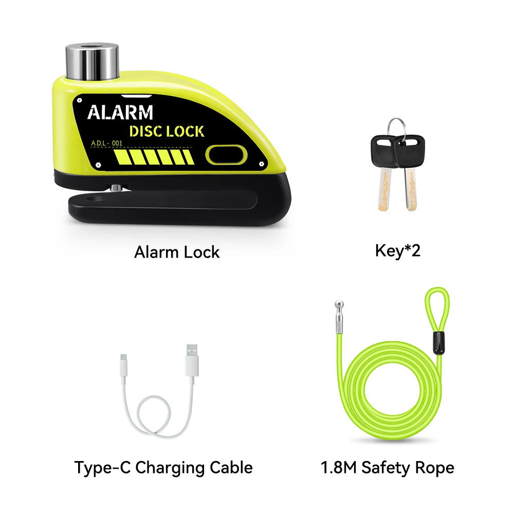 Motorcycle Alarm Disc Brake Lock 120dB Anti Theft Wheel Lock Scooter Bicycle