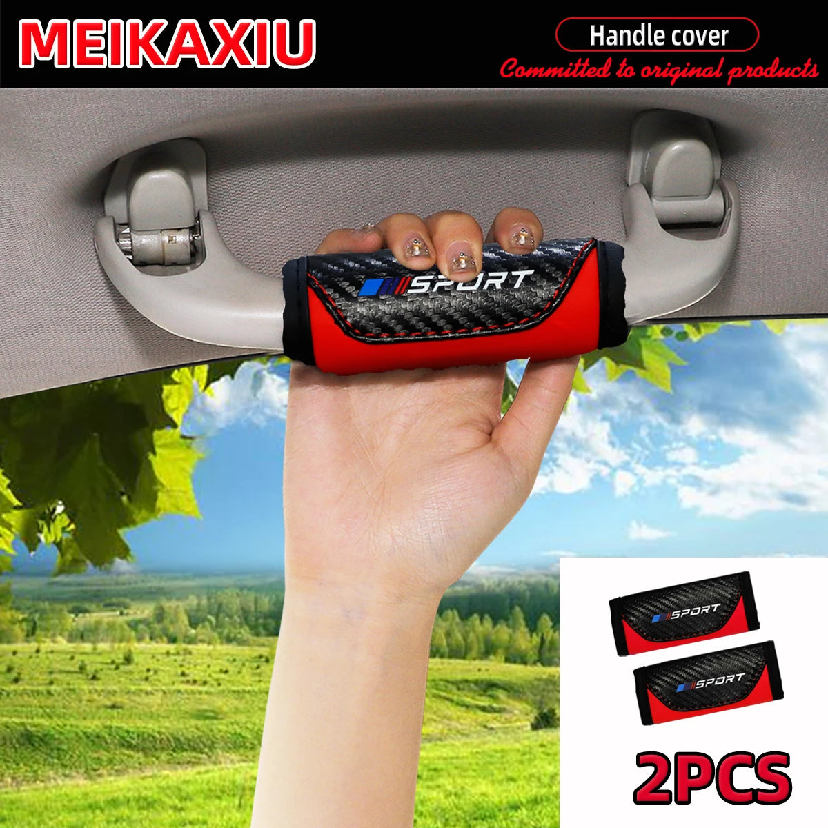 PU Leather Carbon Fiber SPORT Interior Door Handle Protector Cover