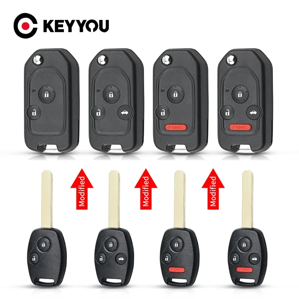 Flip Key Shell 2 3 4 Button Modified Remote Case for Honda Accord Civic CRV Pilot
