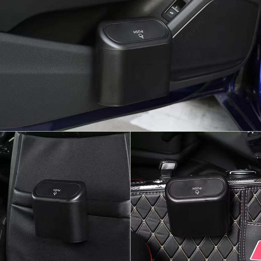 Mini Car Trash Can with Lid Leakproof Small Auto Garbage Bin Organizer