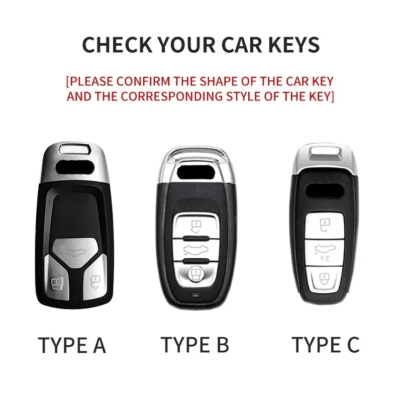 Leather Smart Key Case Cover with Keychain for Audi A4, A4L, A5, Q5 2016–2018