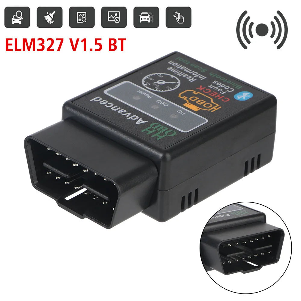 ELM327 V1.5 Bluetooth 5.1 OBD2 Scanner 16-Pin 12V Car Diagnostic Code Reader