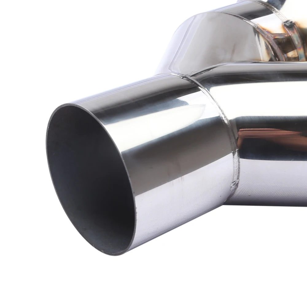 Universal 63mm Inlet to 76mm Dual Outlet Stainless Steel Exhaust Tailpipe Muffler Tip