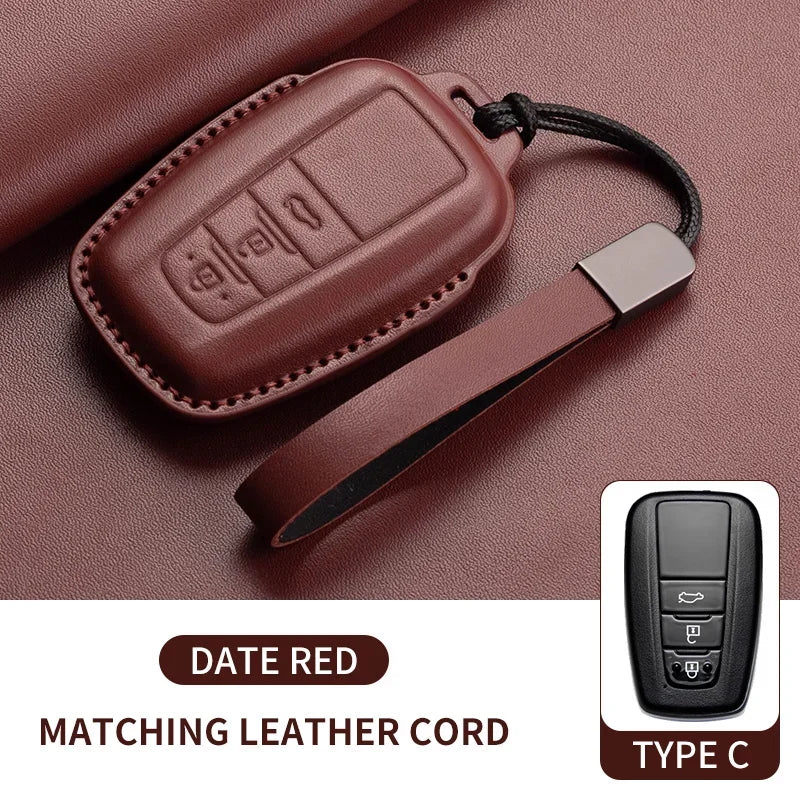 Leather Smart Key Case Cover for Toyota Prius, Camry, Corolla, Avalon, C-HR, RAV4