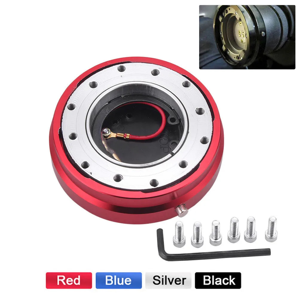 Red 1 Inch Thin 6-Hole Steering Wheel Quick Release Hub Adapter Kit JDM