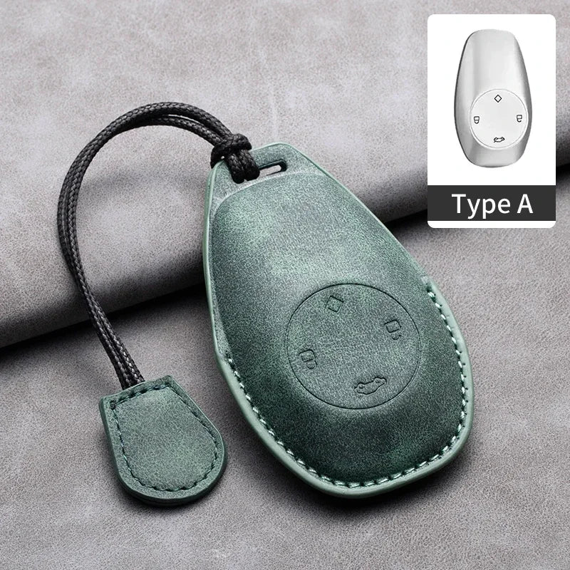 Leather Car Key Case with Keychain for Leapmotor T03, S01, C01 & C11 2023+