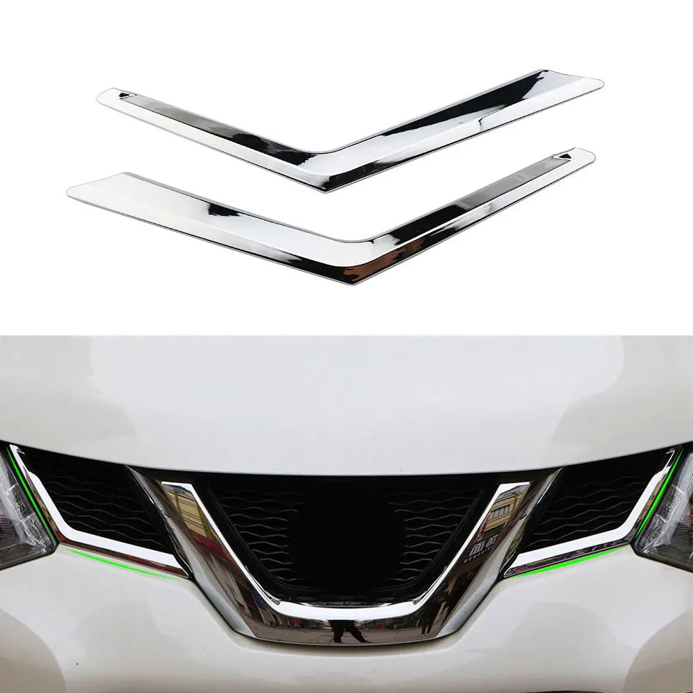 2Pcs Front Grille Trim Cover for Nissan X-Trail T32 2014-2017 ABS Grille