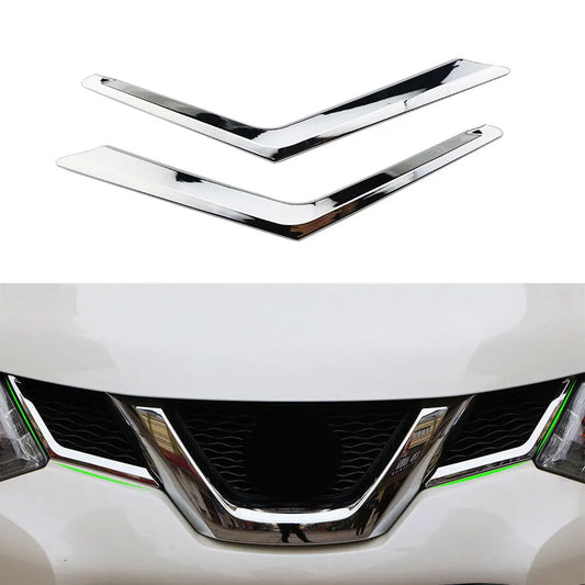 2Pcs Front Grille Trim Cover for Nissan X-Trail T32 2014-2017 ABS Grille