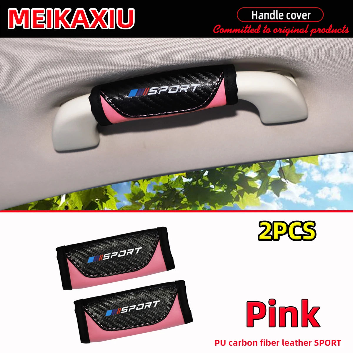 PU Leather Carbon Fiber SPORT Interior Door Handle Protector Cover