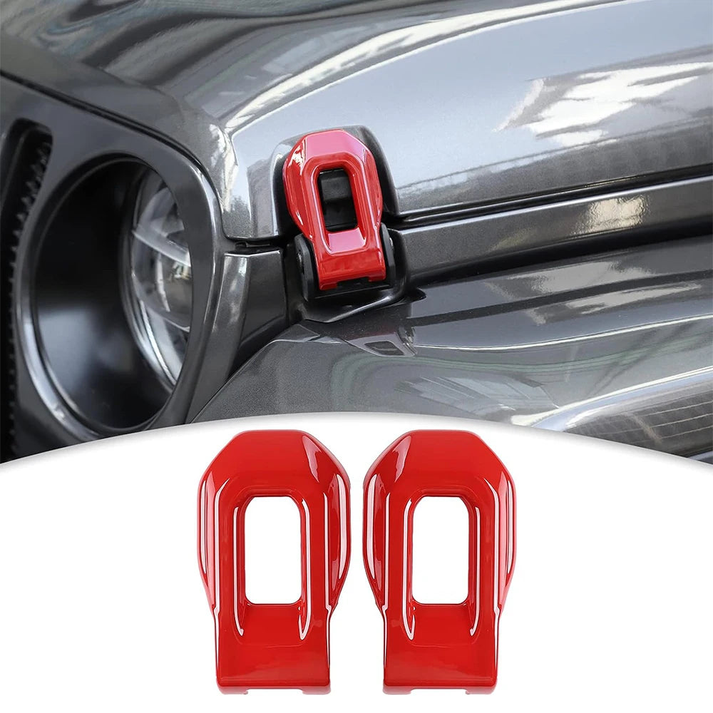 4PCS Hood Latch Lock & Hood Hinge Cover Set for Jeep Wrangler 2018–2024+