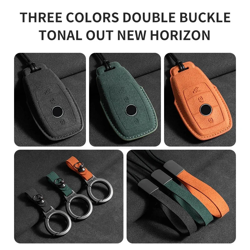 Suede Leather Smart Key Case Cover for Mercedes-Benz E-Class, C-Class 2018–2020