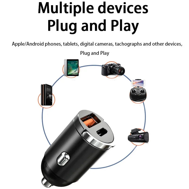 100W 200W QC3.0 PD Car Charger 2 Port USB-C 12-24V Fast Charging Adapter