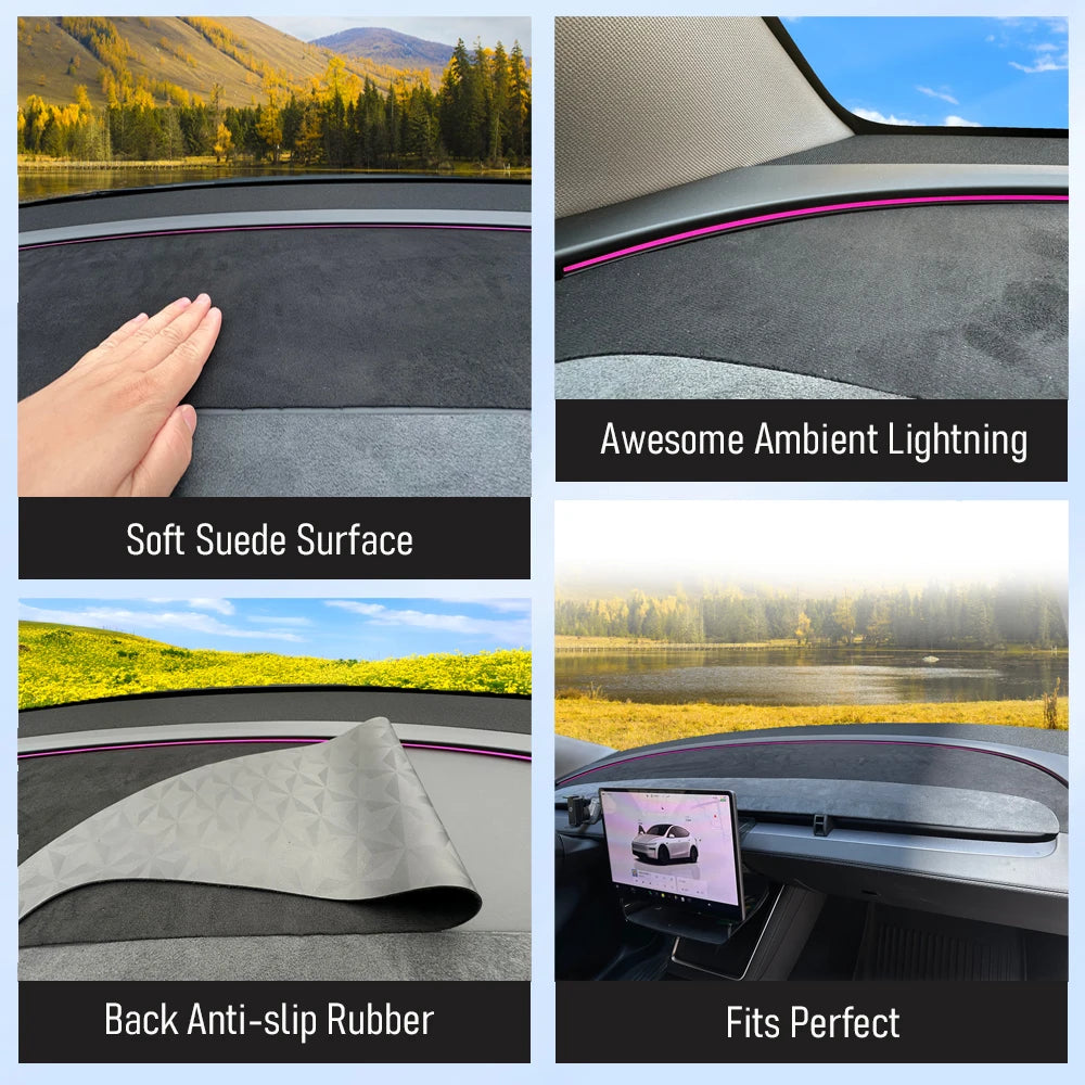 Suede Dashboard Cover Dash Mat for Tesla Model Y Juniper 2025-2026