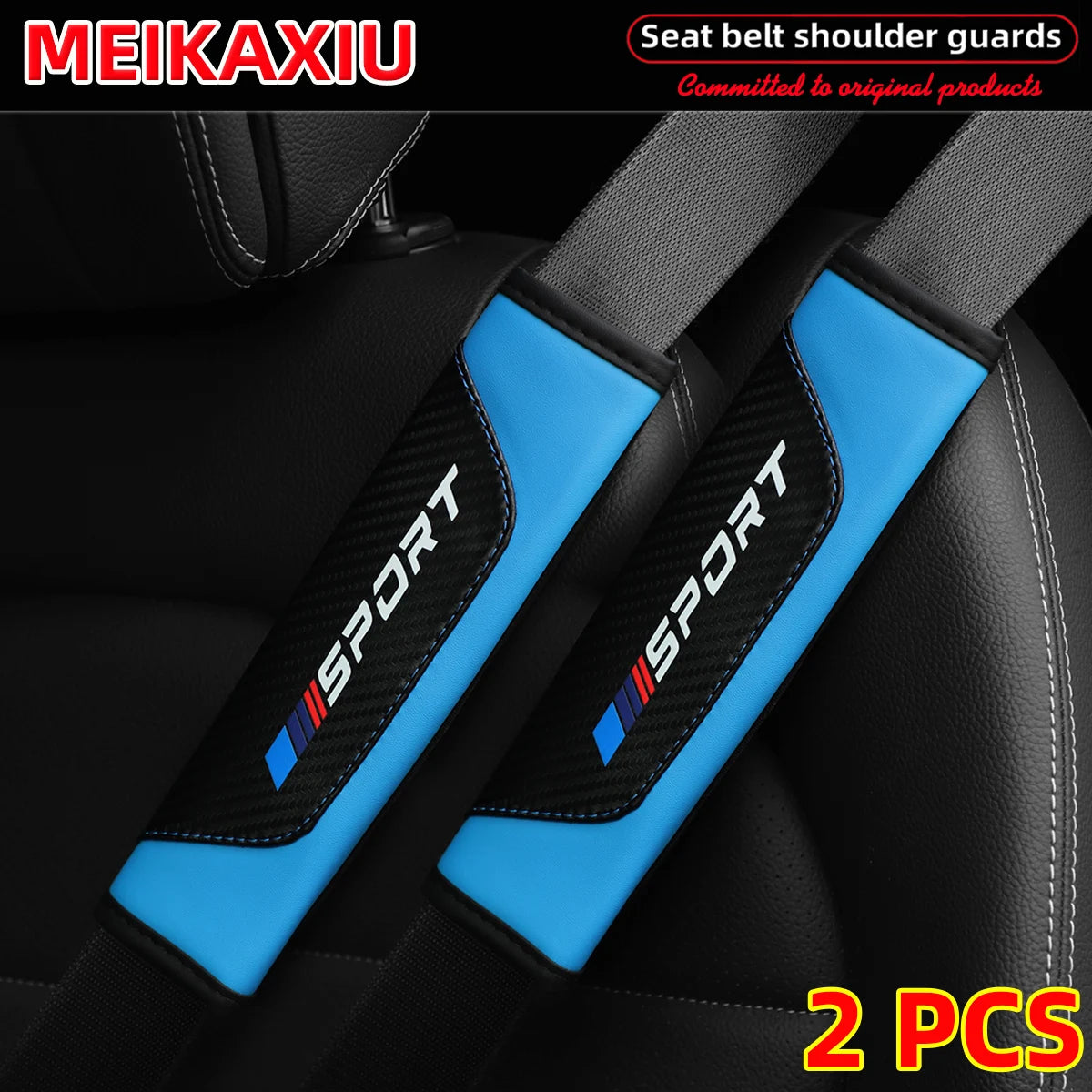 SPORT PU Leather Carbon Fiber Seat Belt Shoulder Pads Universal Safety Belt Covers