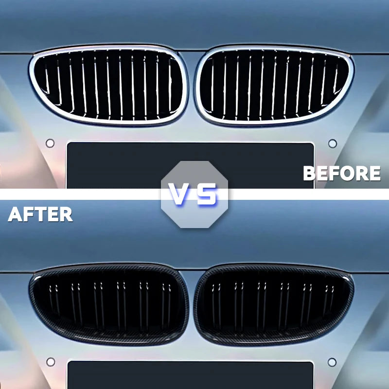 Gloss Black Double Slat Kidney Grille for BMW E60 E61 5 Series 2003–2009