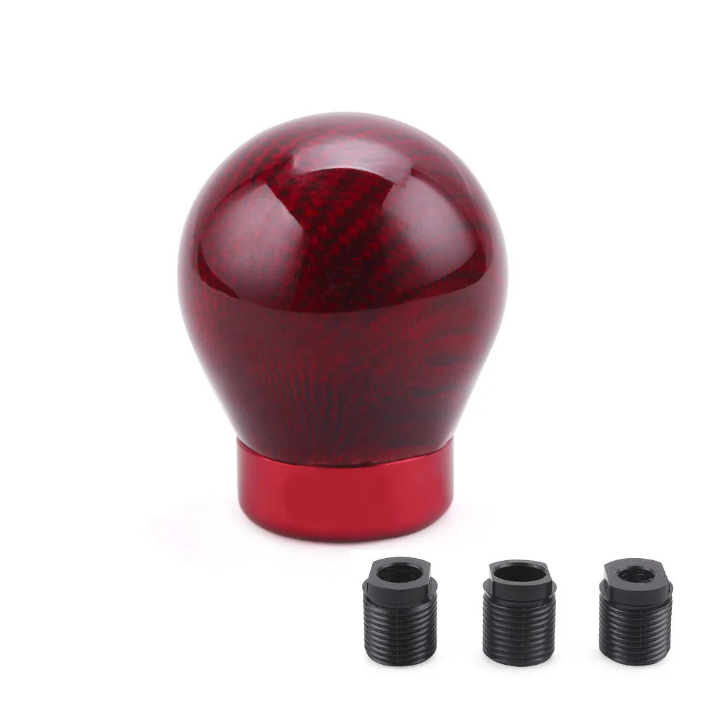 JDM Carbon Fiber Ball Gear Shift Knob Manual Shifter 3 Adapters