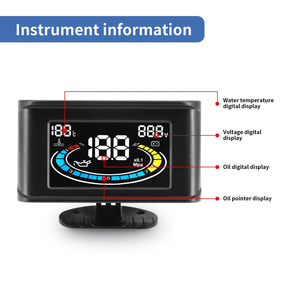 2/3/4-in-1 LCD Digital Oil Pressure Gauge Voltmeter Fuel Level Water Temp