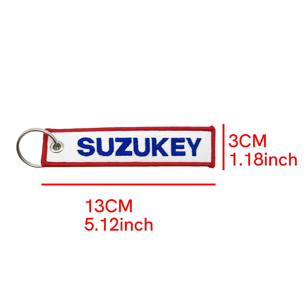 JDM Suzuki Style Embroidered Keychain Double Sided Car Motorcycle Key Ring