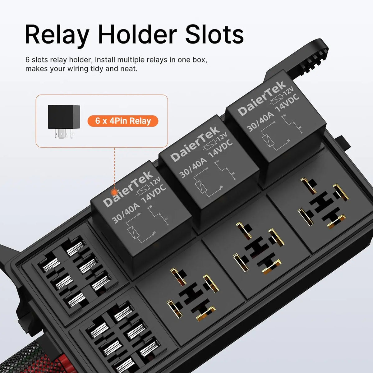 DaierTek 6 Way Relay Fuse Box 12V Waterproof Pre-Wired ATC ATO Car Marine