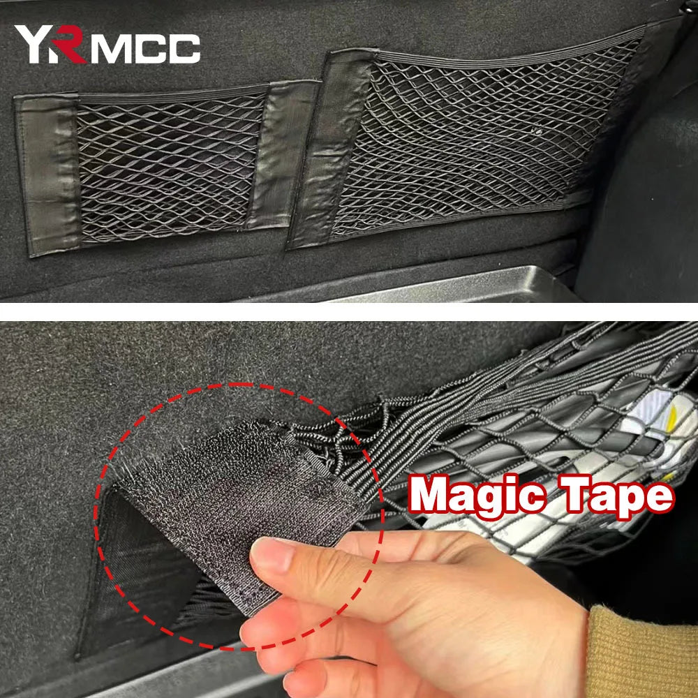 Universal Car Trunk Storage Bag Organizer Mesh Net Seat Back Pocket Elastic