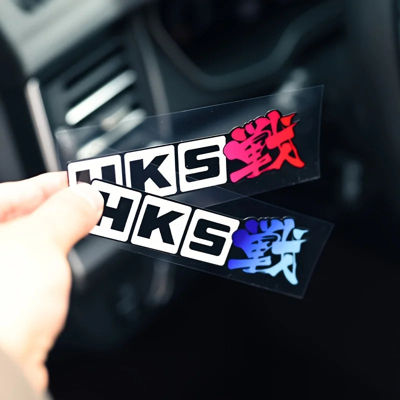 HKS Racing Gradient Waterproof Vinyl Sticker Red Blue JDM Car Exterior Decal