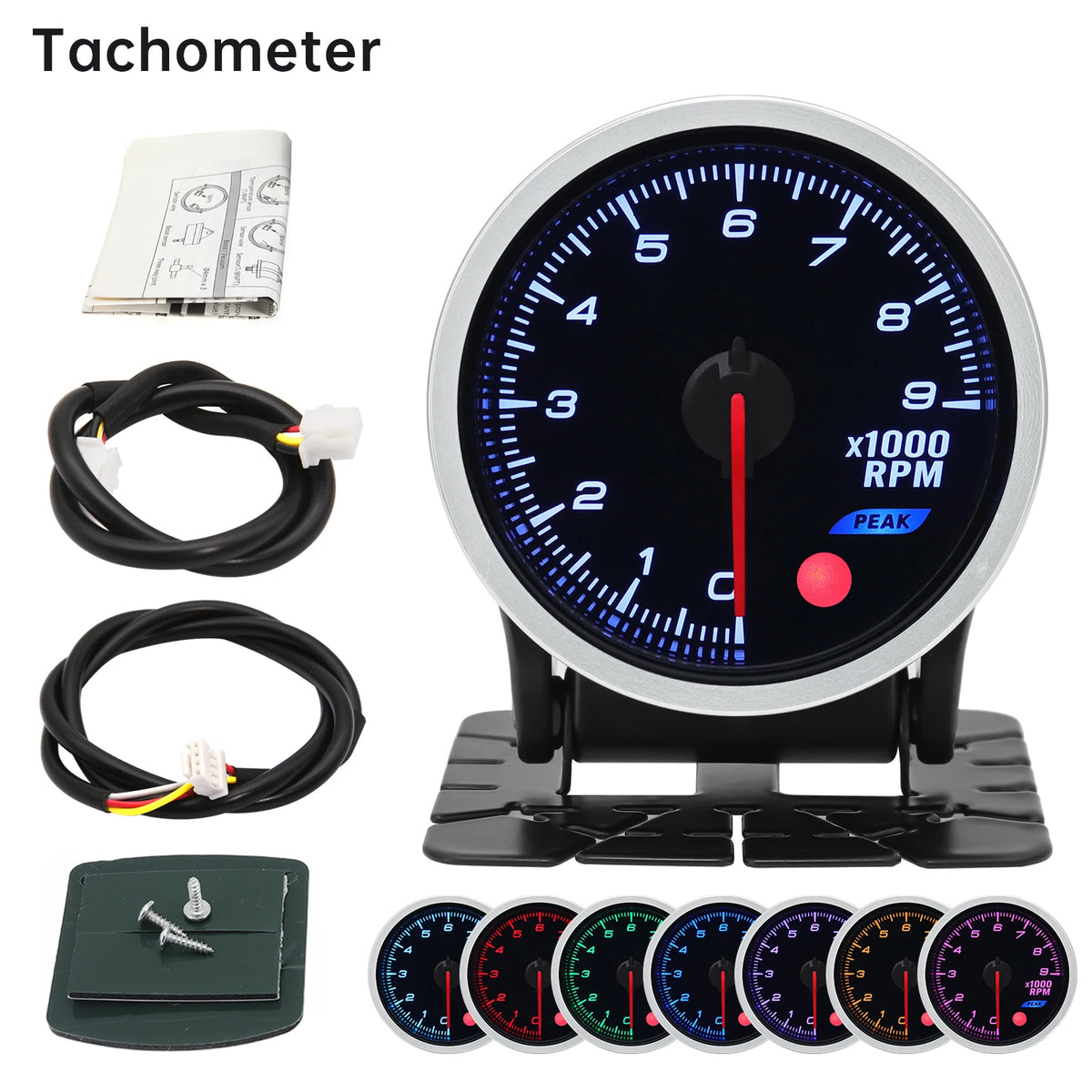52mm 12V 8 Color Car Gauge Water Oil Temp Pressure EGT Boost Tachometer Meter