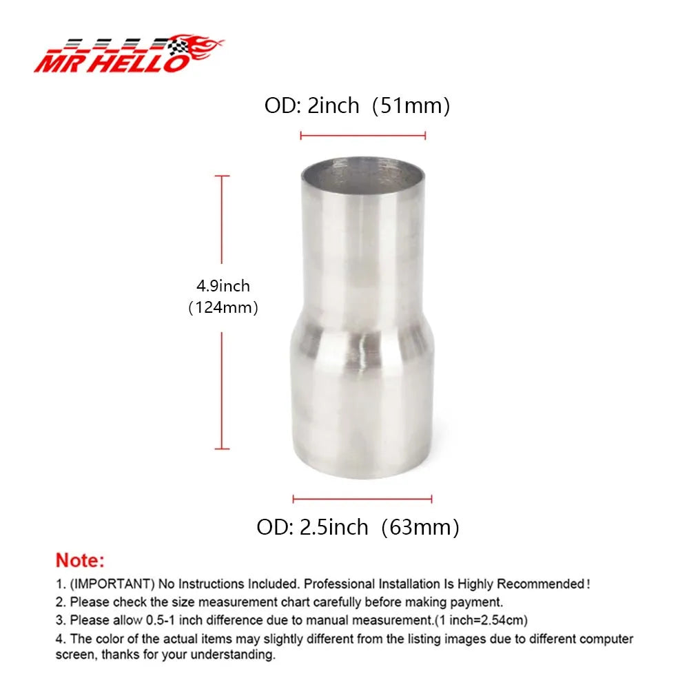 Universal Stainless Steel Exhaust Pipe Reducer Adapter 51 57 63 76mm Car Intake