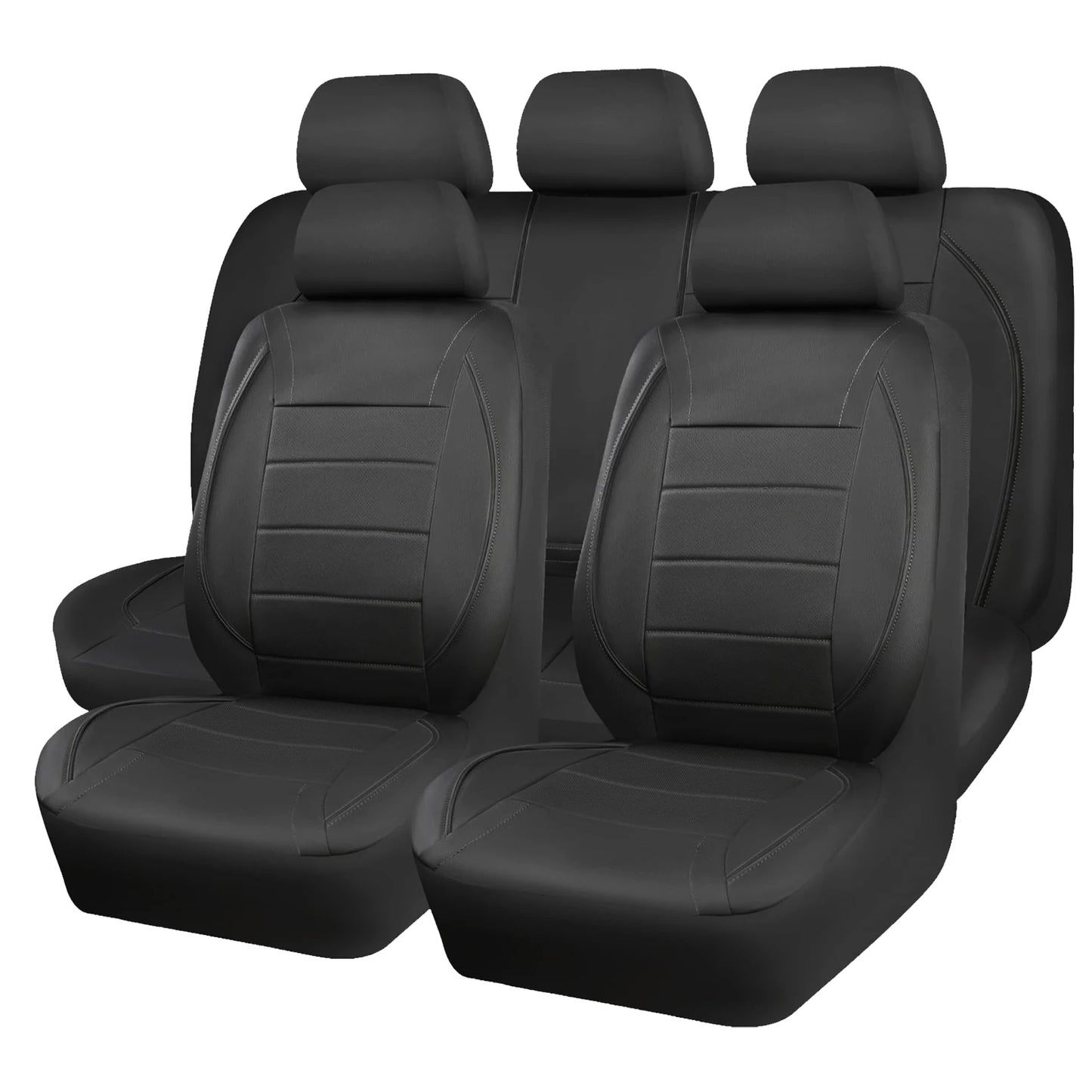 Universal Leather Car Seat Covers Set Breathable 5-Seat Interior Protector