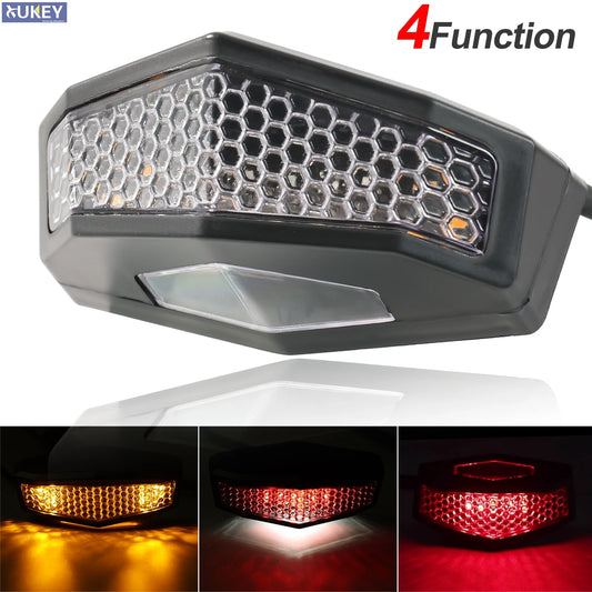 Universal 12V Motorcycle LED Rear Tail Light with Brake Turn Signal & License Plate Light