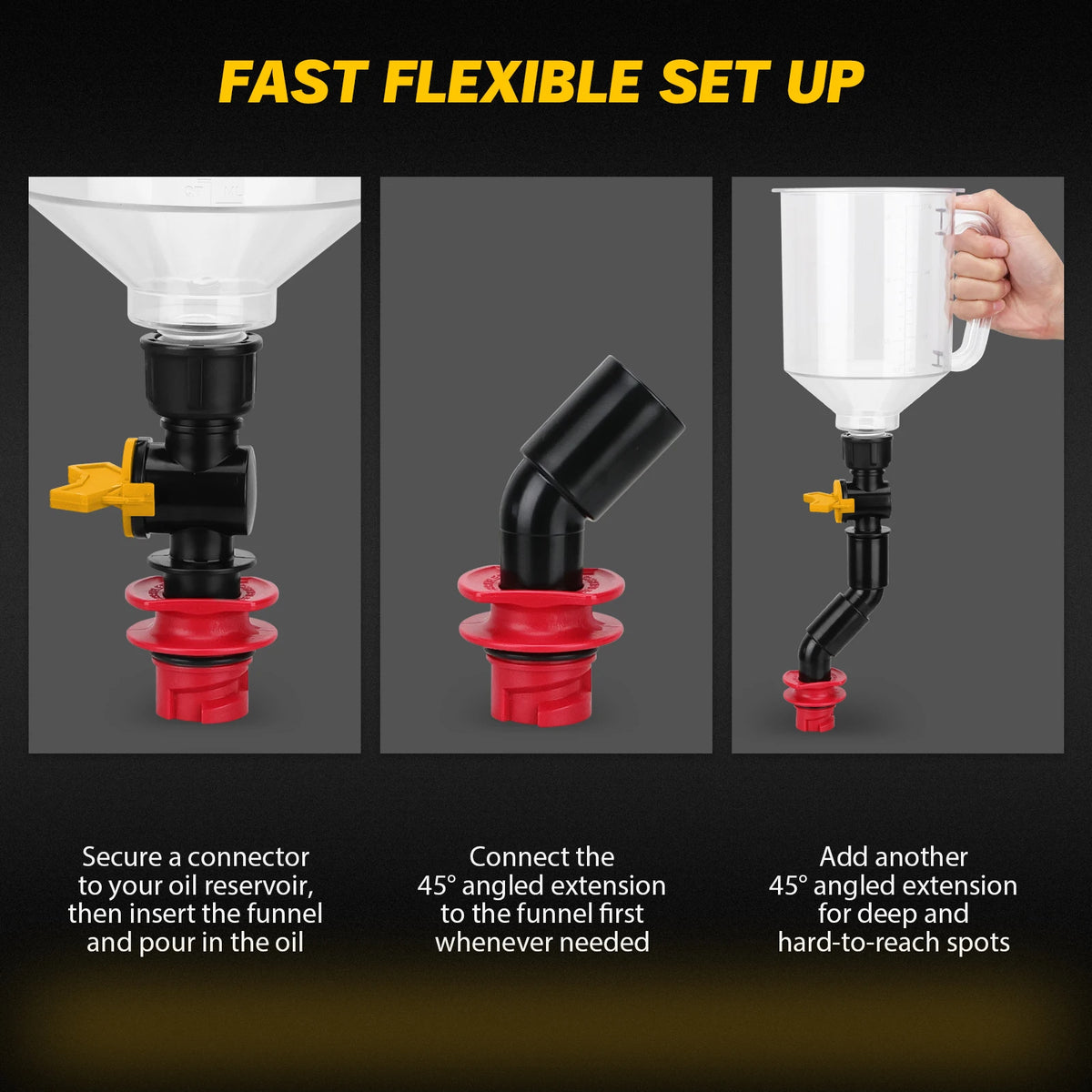 18Pcs Engine Oil Funnel Filling Kit 1.5L Coolant Funnel Set Automotive Tool