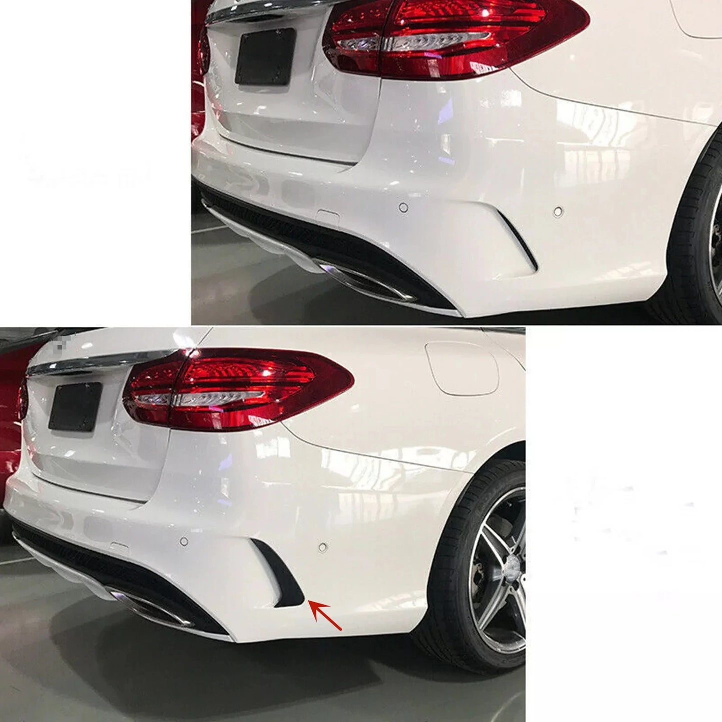 Rear Bumper Side Canard Air Vent Trim for Mercedes-Benz C-Class 2010–2018