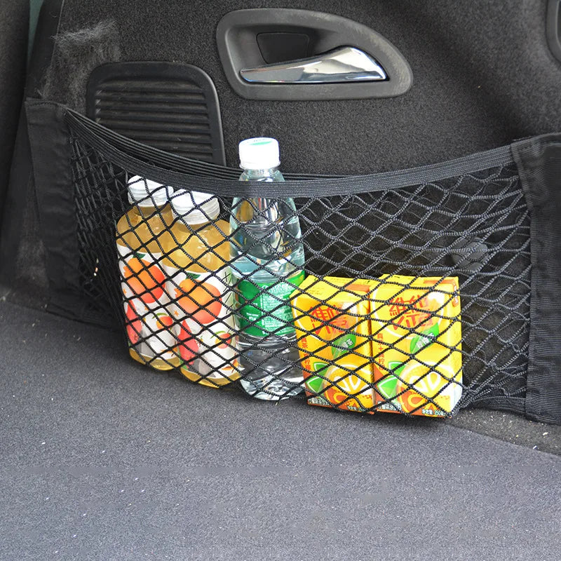 Universal Car Seat Back Organizer Mesh Net Pocket Elastic Trunk Storage Bag