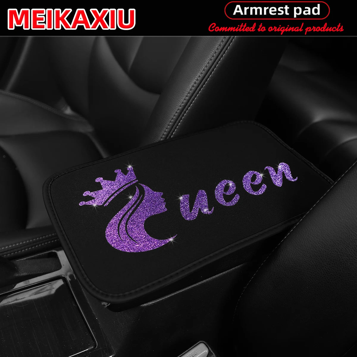 Queen Bling Car Armrest Cushion Rhinestone Center Console Cover for Women