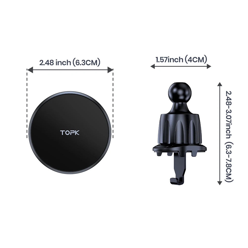 TOPK MagSafe Car Phone Holder Magnetic Mount Strong Magnet Metal Hook One Hand