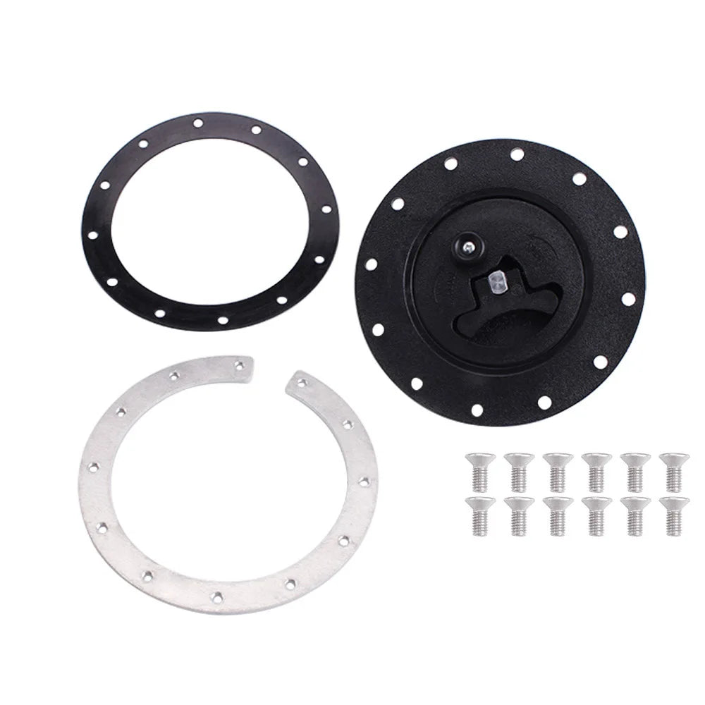 Billet Aluminum Fuel Cell Filler Cap Twist Lock Cover 12-Hole Universal Kit