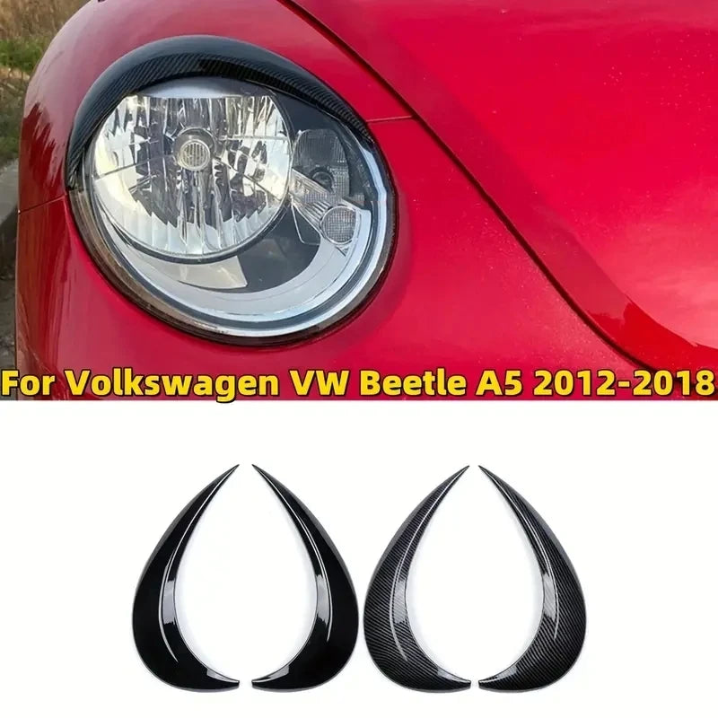 Gloss Black Headlight Eyebrow Eyelid Trim for Volkswagen Beetle 2012–2018