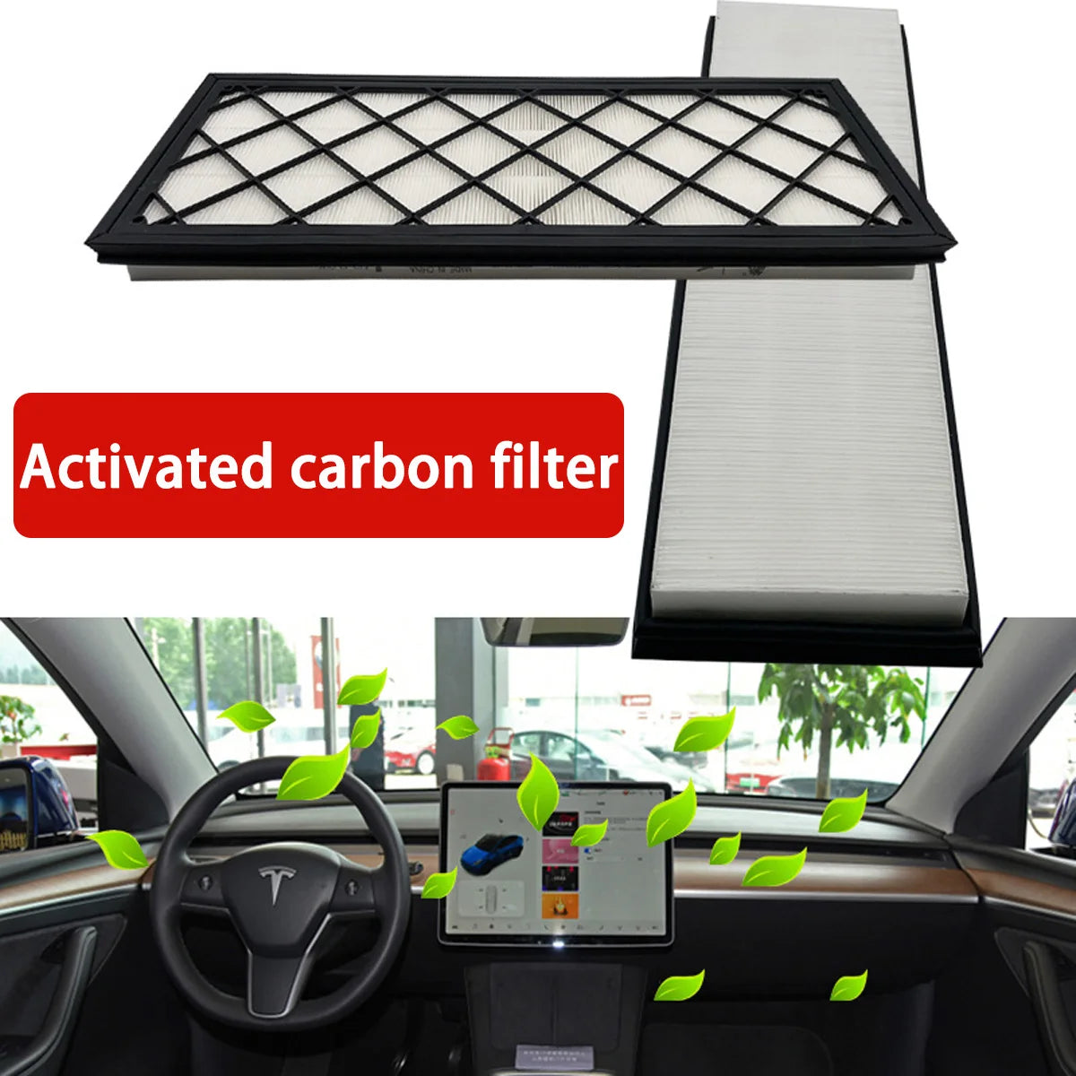 4PCS Activated Carbon Cabin Air Filter Set for Tesla Model Y 2020–2024