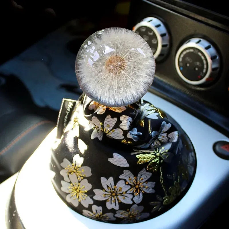 54mm Dandelion Crystal Ball Gear Shift Knob Clear Acrylic Universal