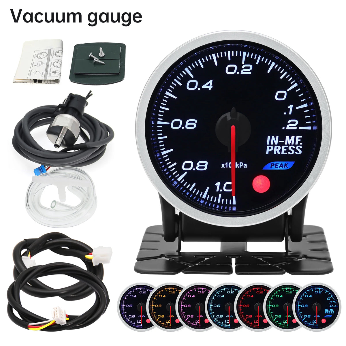 52mm 12V 8 Color Car Gauge Water Oil Temp Pressure EGT Boost Tachometer Meter