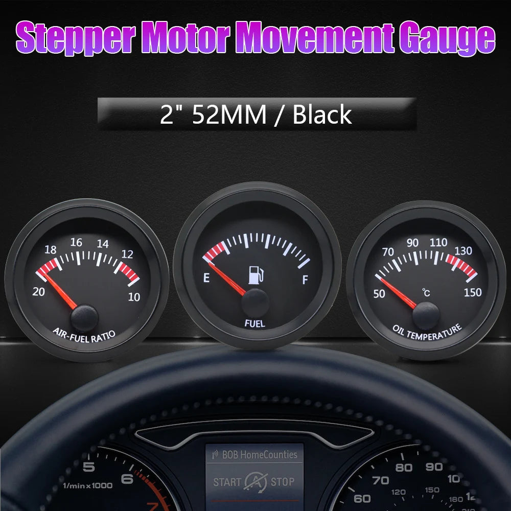 52mm 12V Car Water Oil Temp Pressure Fuel Volt Boost AFR EGT Gauge Meter