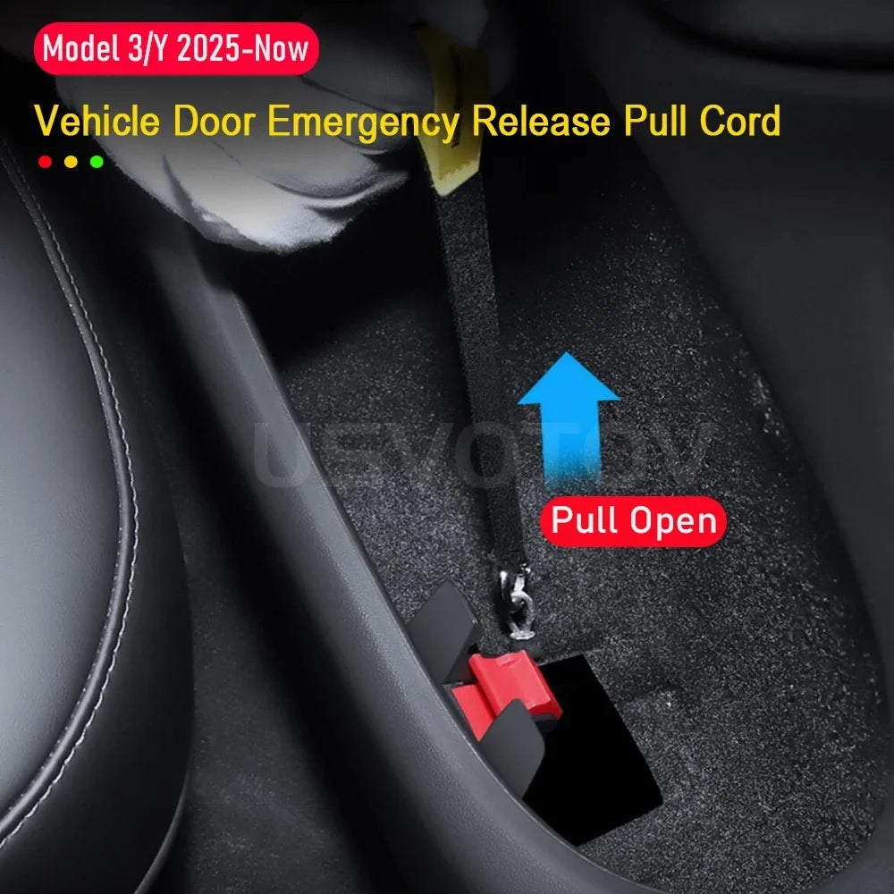Rear Door Emergency Release Pull Cord for Tesla Model 3/Y Juniper 2025–2026