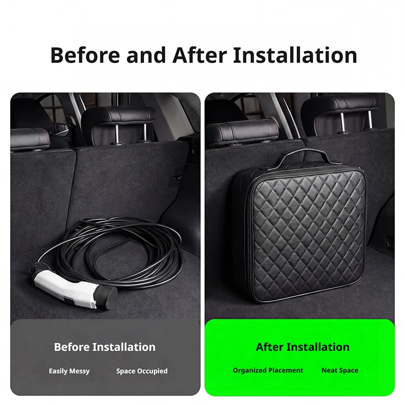 SEAMETAL Car Trunk Organizer Storage Bag Waterproof Shockproof EV Charger Cable Case