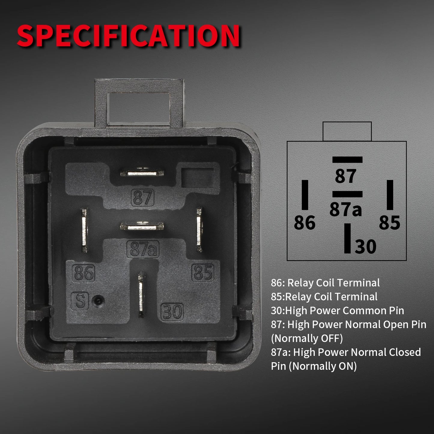 12V 40A 5 Pin SPDT Waterproof Automotive Relay with 14AWG Harness