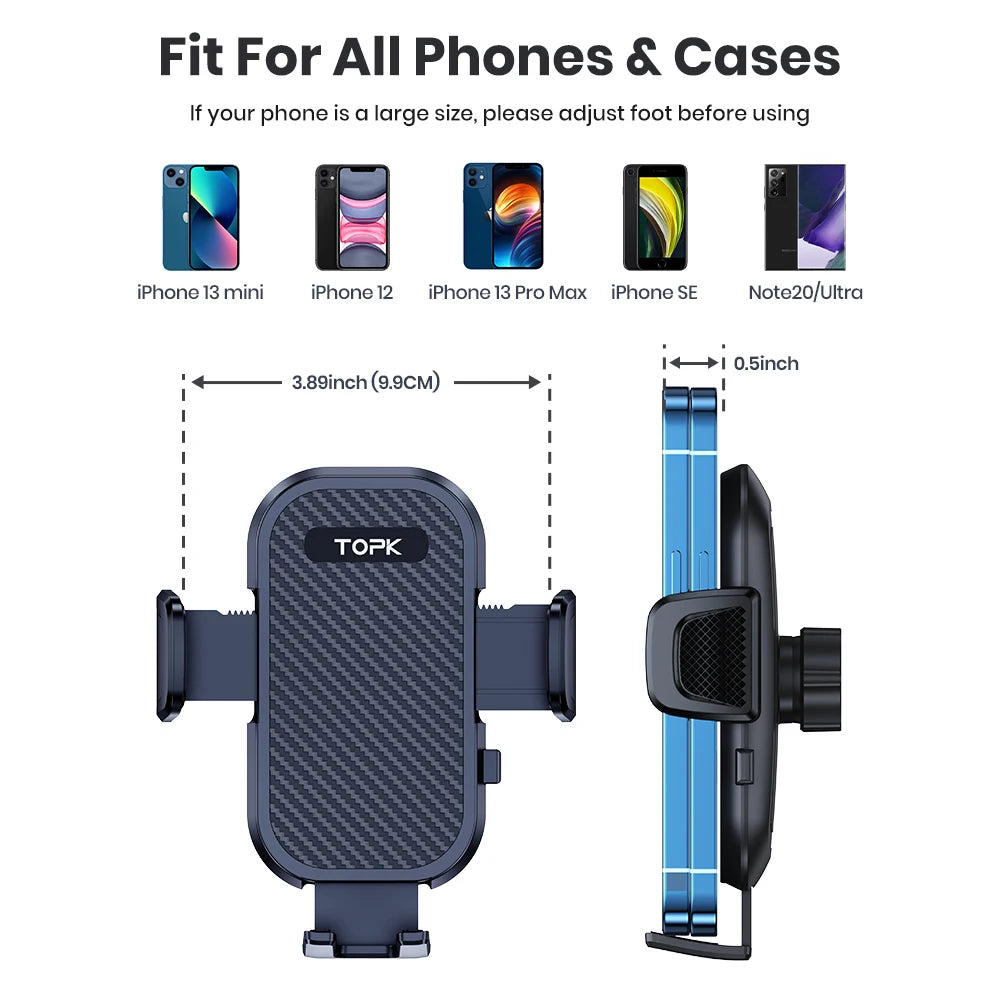 TOPK D42-G Car Phone Holder Metal Hook Air Vent Mount Universal All Phones