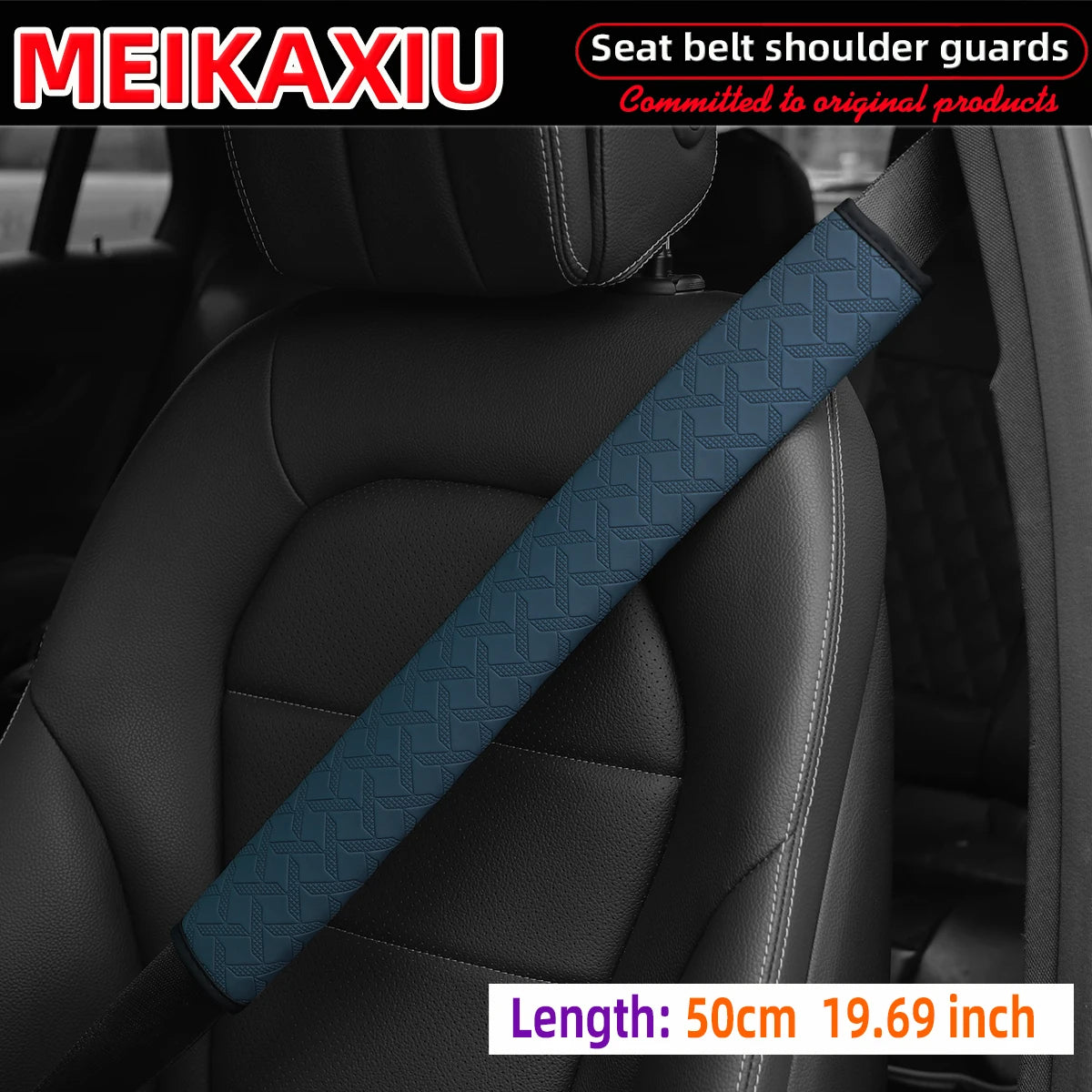 PU Leather XX Pattern Seat Belt Shoulder Pad Cover 50cm Safety Belt Protector