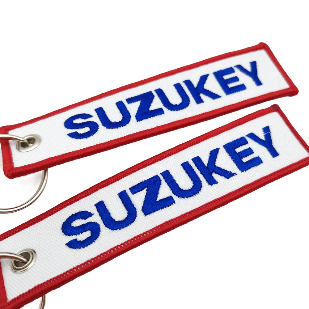 JDM Suzuki Style Embroidered Keychain Double Sided Car Motorcycle Key Ring