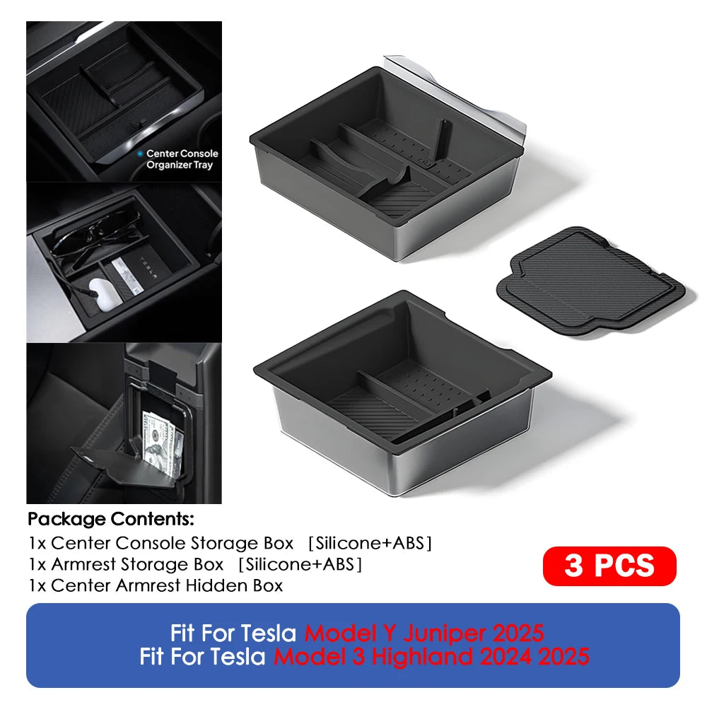 Center Console Organizer Tray for Tesla Model Y Juniper & Model 3 Highland 2024–25