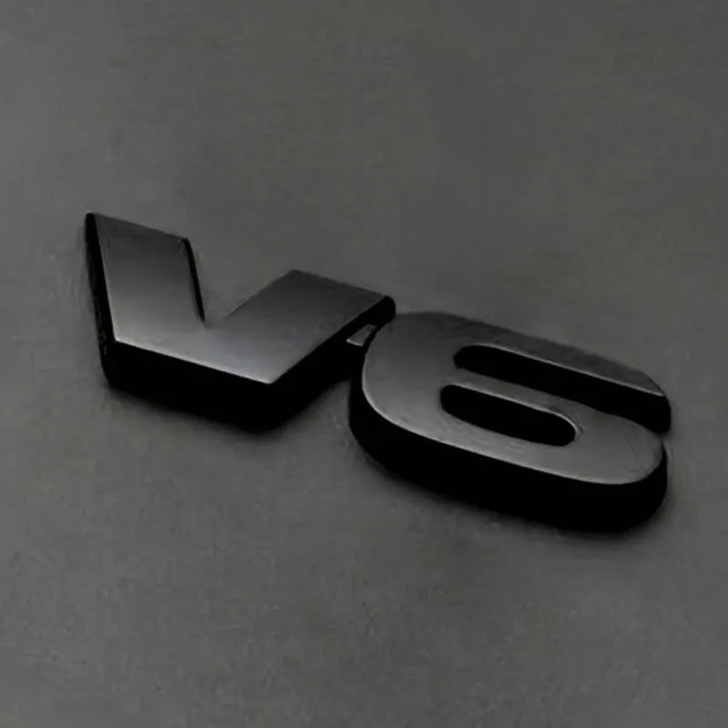 V6 3D Matte Black Emblem Badge Sticker Car Trunk Rear Side SUV Truck