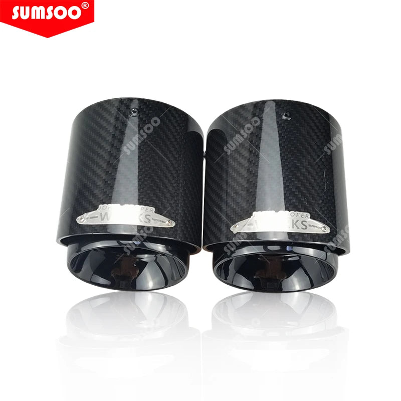 1Pcs Black Chrome Carbon Fiber Exhaust Tip for Mini Cooper R55 R56 R57 R58