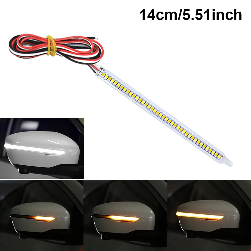 SEAMETAL 12V LED Car Mirror Turn Signal Strip Flowing Light Daytime Running